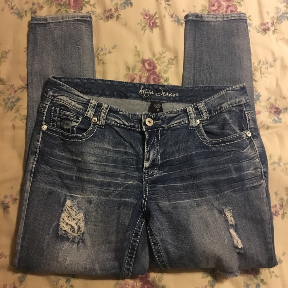 Medium Blue Ripped Skinny Jeans